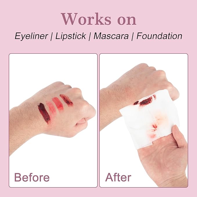 Twoworld Makeup Remover Wipes Bulk Individually Wrapped,Travel Makeup Wipes Gentle for Face Cleansing Mascara Lipstick Travel Hotel(Aloe Vera & Cherry Blossoms,Pack of 50)