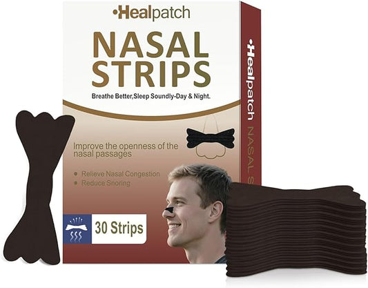 Nasal Strips for Snoring & Breathing Relief | Nose Tape for Nasal Congestion Relief | Effective Nose Strips to Open Airway, Improve Sleep & Anti Snoring (Black-30 Packs)
