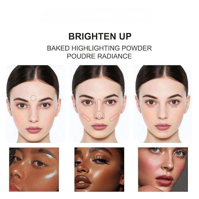 Baked Highlighter Contour Powder Sheer Pearl Shimmer Shades for Face Highlighter Makeup Brighten Up (305-Flirtini)