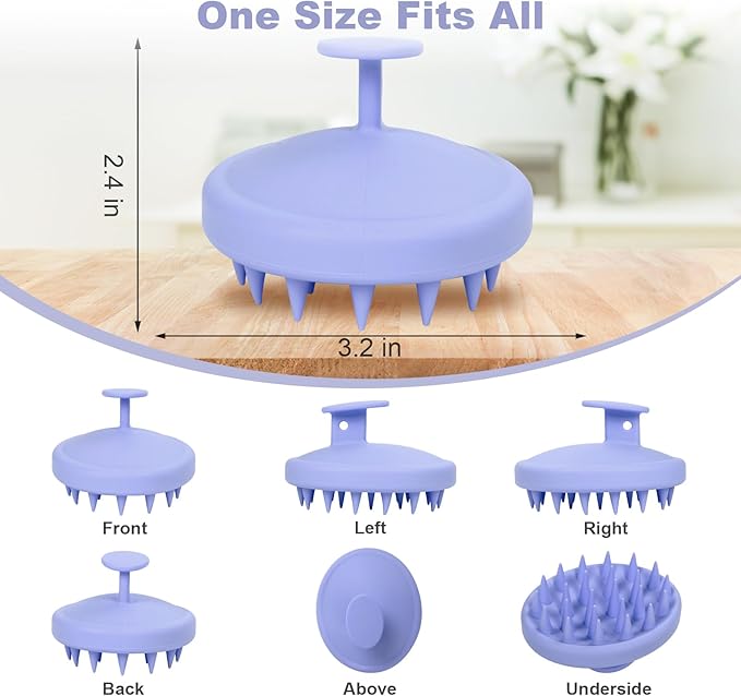 Meartchy Silicone Scalp Massager, Scalp Scrubber for Hair Growth with Soft Bristles, Scalp Exfoliator Brush Dandruff Removal Shampoo Brush for Wet Dry Scalp Care (Light Purple)