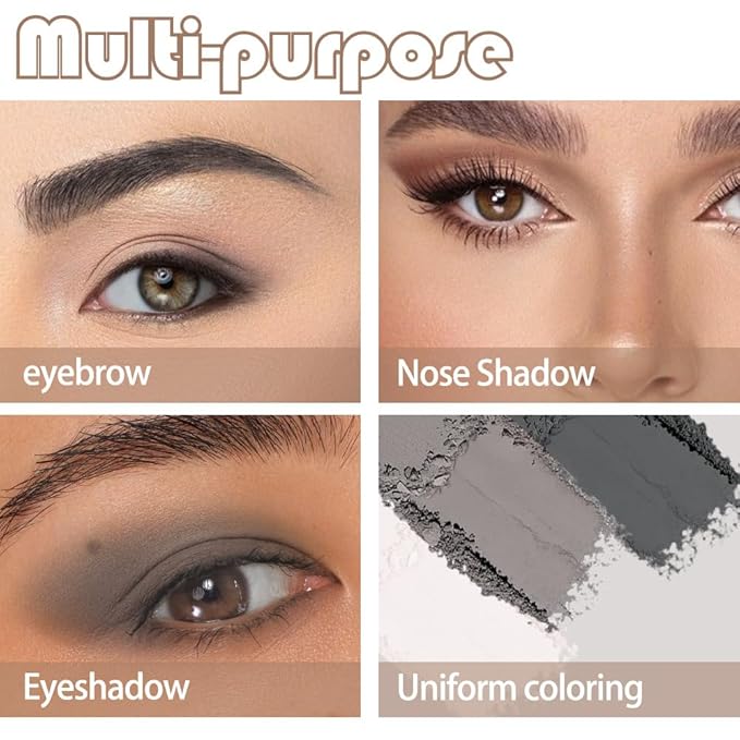 Eye Brow Powder Palette with Mirror for Women, Taupe Gray Eyebrow Kit with Brush, Long-Lasting 3 Colors Brow Palette, Filler for Full, Defined Natural Brows Shaping (01)