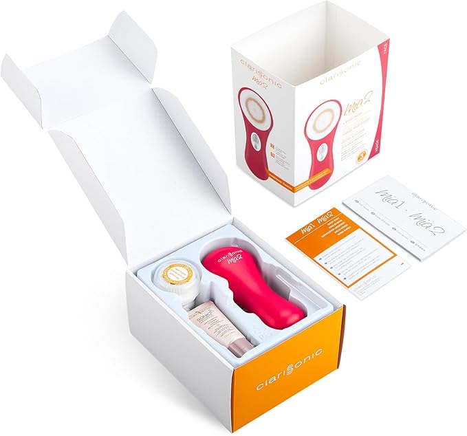 Clarisonic Mia 2 Facial Cleansing Brush, 2 Speed Sonic System, Red