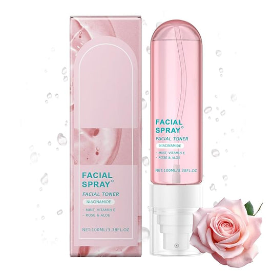 Nicotinamide Facial Spray with Rose, Aloe Extract & Vitamin E, Deep Hydration, Smooth and Hydrated Skin for All Skin Types, 3.38 fl oz