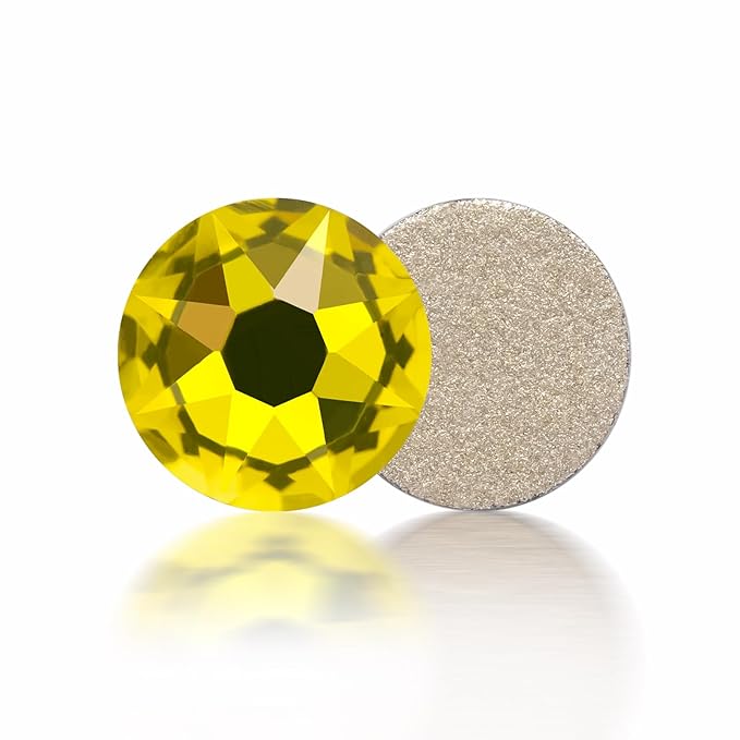 Meibite Citrine Flatback Rhinestones, Glass Rhinestones for Nail Art and Craft, Glue Fix, Loose Crystal Gemstones(Yellow, SS16, 1440pcs, 3.8-4.0mm)