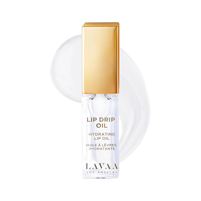 Lavaa Beauty LIP DRIP OIL Glossy Non-Sticky Lip Oil | Hydrating & Nourishing Jojoba Oil, Vitamin E, and Hyaluronic Acid (Clear)