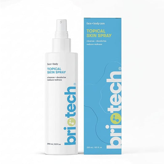 BRIOTECH Topical Skin Spray, Hypochlorous Acid Spray for Sensitive Skin, HOCl Facial Mist, Full Body Support Against Irritation, Calm Redness, Soothe Foot & Scalp, 8 oz (1 Pack)