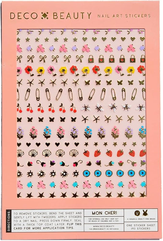 Deco Beauty Mon Cheri - Super Thin & Easy-to-Apply Nail Art with The Cutest Designs - Durable & Long-Lasting Nail Art Stickers and Decals for Women, for DIY at-Home Manicures & Salon-Quality Nails
