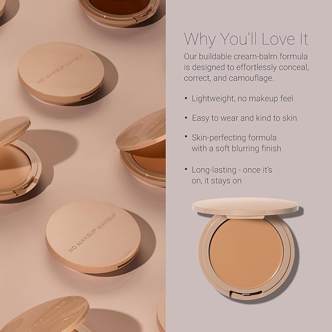 No Makeup Makeup Long-Lasting Lightweight Foundation & Brush Duo | Cruelty-Free, Fragrance-Free, Buildable, Transfer-Proof Makeup (Almond)