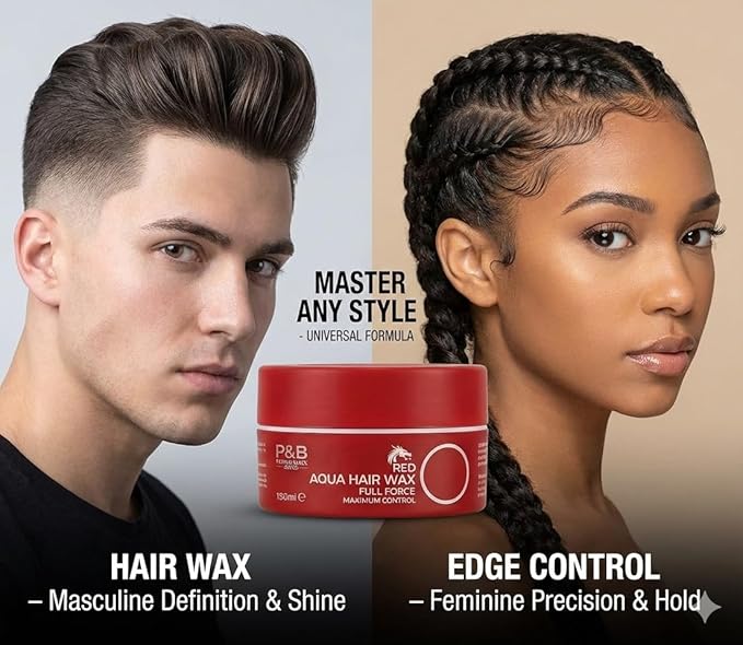 Aqua Hair Wax Strong Hold for Men – High Shine Water-Based Styling Wax, Non-Flaking, Easy Wash Out, Fresh Scent – Pack of 6 (150 ml Each)