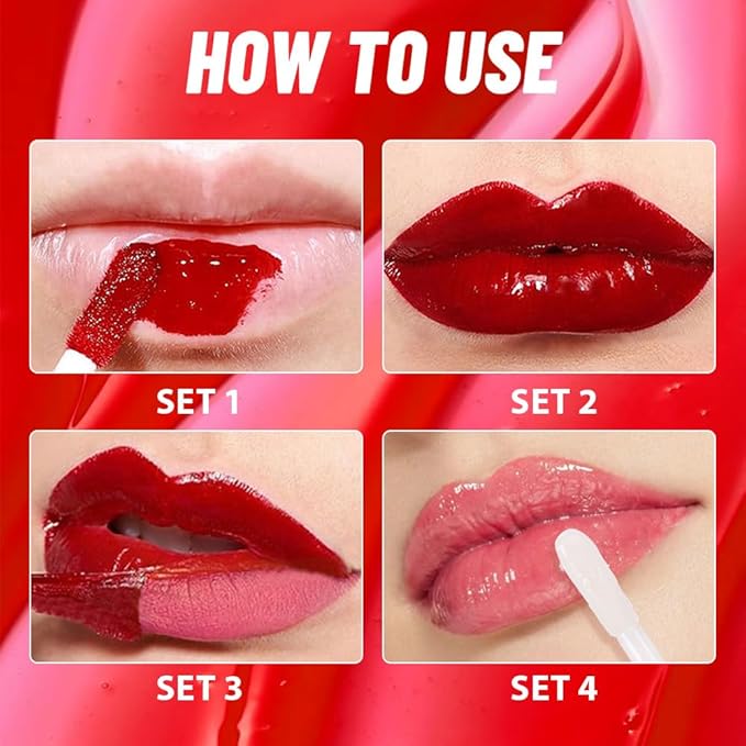 JUAAZIN Dewy Rose Lip Stain Peel Off Lip Gloss oil Dual-Ended Combo, Lips Liner Stain Peel Off Tattoo, Long Lasting & Waterproof, Transfer-Proof Lip Tint Stain with Lip oil for All Skin Type 02#