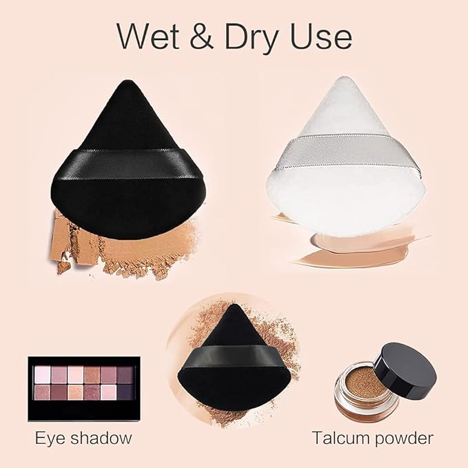 8 facial soft triangle puffs, 5 makeup mini puffs, wet and dry makeup tools, used for powder, mineral powder, body powder, foundation make-up, washable powder puffs