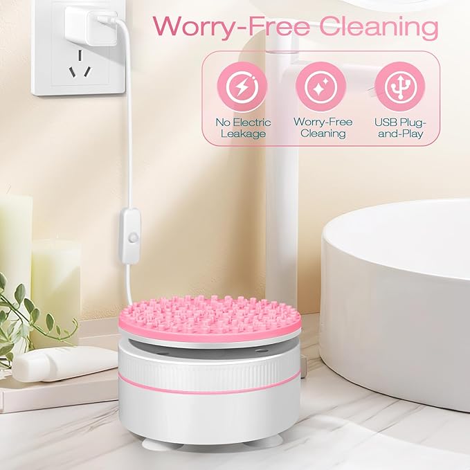 Norate Makeup Brush Cleaner, Stocking Stuffers for Women, Moms, Teen Girls, Electric Makeup Brush Cleaner Machine Solution, Removes Residue from Makeup Brushes with Deep-Clean Cruelty-Free Shampoo