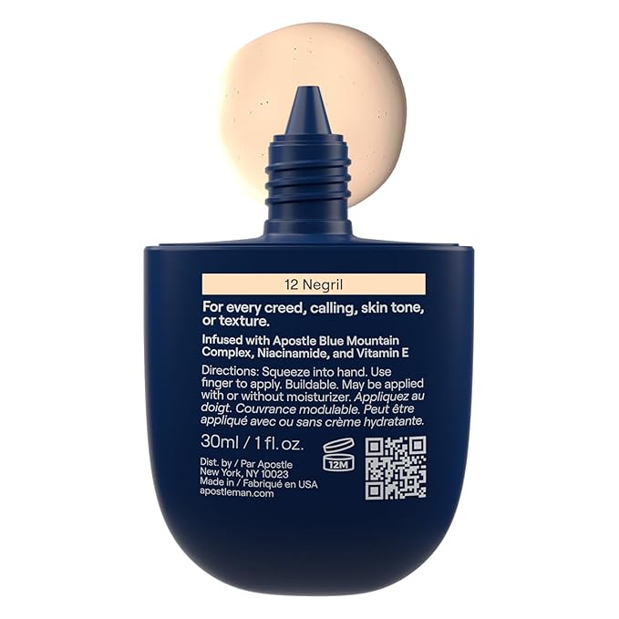APOSTLE Reclaim Tinted Moisturizer for Men (12 Negril) - Niacinamide, Vitamin E, Squalane, Hyaluronic Acid, Tinted Face Moisturizer For Men. Hydrates, Evens Skin Tone, Reduces Fine Lines, 1 Fl. Oz.