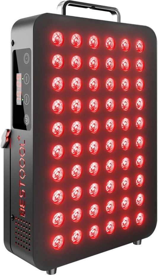 BestQool Red Light Therapy, Dual Chip Elite Grade LED Red Infrared Light Device with Near-Infrared Light 660nm 850nm High Power Red Light Therapy Panel at Home, Ideal for Body, Face, 105W (Black 60)