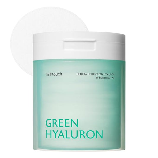 milktouch Green Hyaluron Toner Pads - Hydrating & Soothing Facial Pads w/Hyaluronic Acid & Centella Asiatica for Sensitive Skin, Pore Care, Daily Use, Calming, Moisturizing, Korean Skincare 60pcs