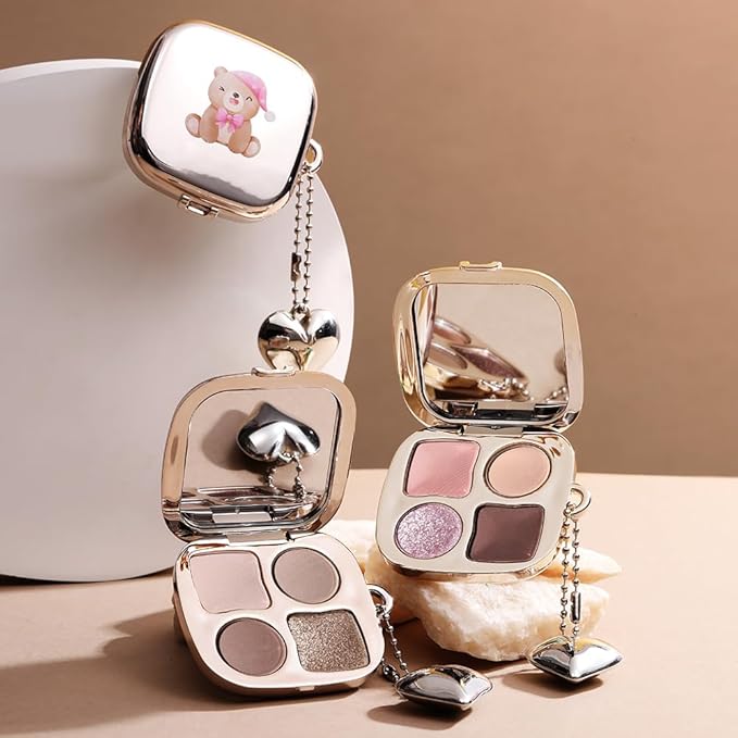 Professional Eyeshadow Palette, Nude Taupe and Brown Neutral Shades, Velvety Matte and Satin Shimmer Finishes, High Pigment Blendable Colors, Waterproof Long-Lasting Eye Palette, 06, 4 Colors