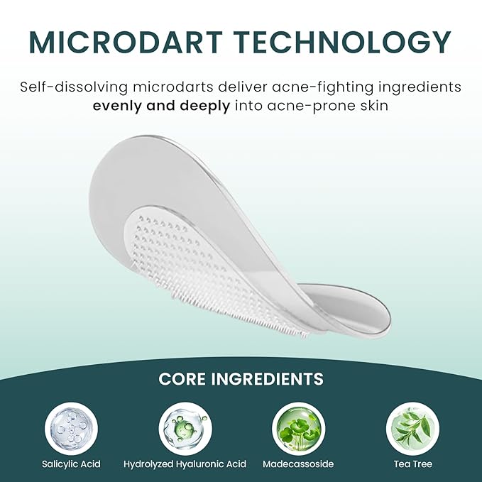 YOEYOU Micro-Dart Pimple Patch – Hydrocolloid Acne Patches with Micro-Dart Technology for Hydrolyzed Hyaluronic Acid, Salicylic Acid, Madecassoside & Tea Tree (18 Pack)