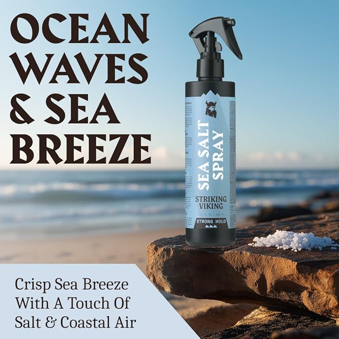 Striking Viking Sea Salt Spray for Men - 6.76 Fl Oz, Blue Ocean Scent - Strong Hold Salt Spray for Hair - Volumizing Ocean Texture Mist - Paraben Free