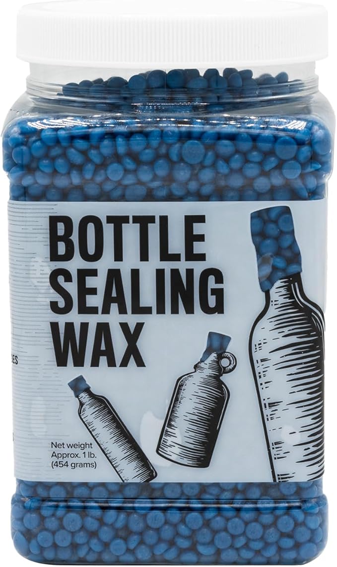 Blended Waxes, Inc. Bottle Sealing Wax Beads, Premium Pastille Wax Seal Beads For Wine, Beer, and Liquor Bottle Closure, Seals Between 25-30 Bottles, 1 lb, Bright Blue