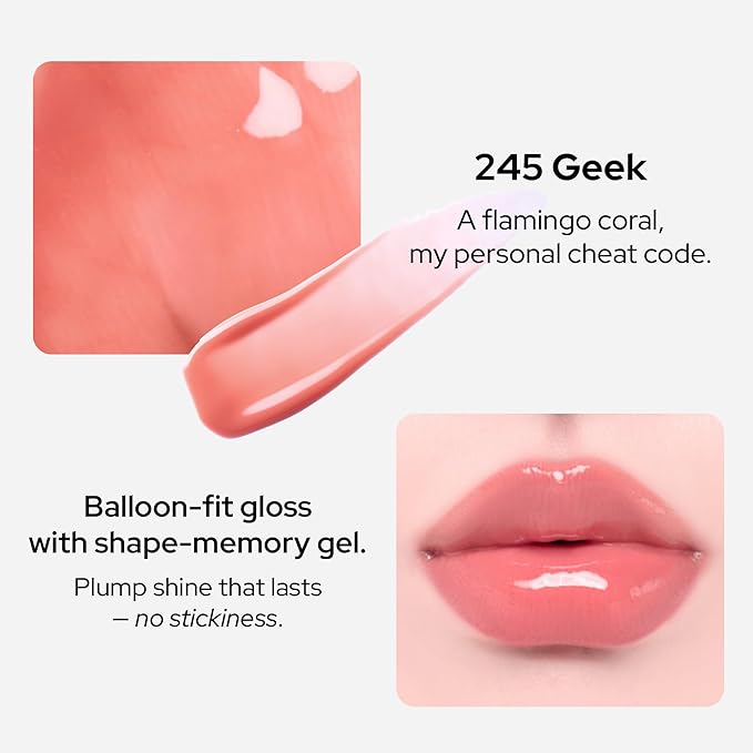 Unseen Balloon Tint, 9 Colors for All Skin Types. Buildable Color, Long Lasting Glossy Lip Stains, Lightweight Lip Gloss Make up, Holiday Stocking Stuffer (245 Geek, 0.11 Ounce (Pack of 1))