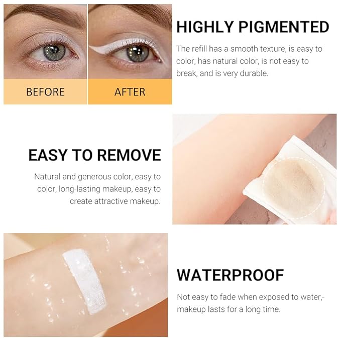 12Pcs Eyebrow Pencils for Women, Wooden Hard-Core White Eyebrow and Eyeliner Pencil, Long Lasting Waterproof and Sweat-Proof, Beginner Makeup Brow Pencil, Create a Natural Eye Brow Makeup