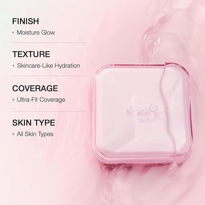 CLIO Kill Cover Mesh Glow Essential Cushion Foundation, Buildable Ultra-Fit Coverage with Glow Finish, Long-Lasting Hydration, Flawless Natural Cover for Radiant Skin, Korean Foundation (21C LINGERIE)