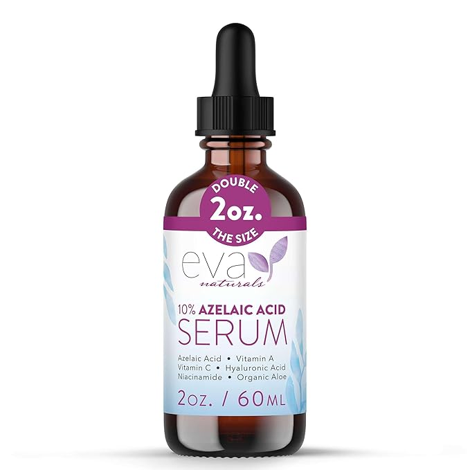 Eva Naturals 10% Azelaic Acid Serum for Face – Niacinamide, Hyaluronic Acid – Redness Relief, Dark Spots, Uneven Skin Tone, Texture, Pores, Topical Booster for Clearer, Smoother Skin, 2oz