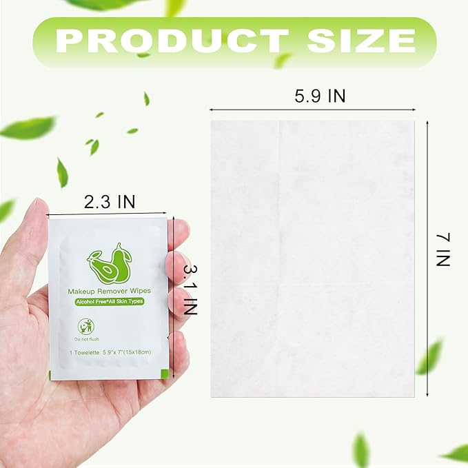 Bulk Individually Wrapped Makeup Remover Wipes - Gentle Cleansing for Face, Mascara, Lipstick - Travel & Hotel Use - 100 Count