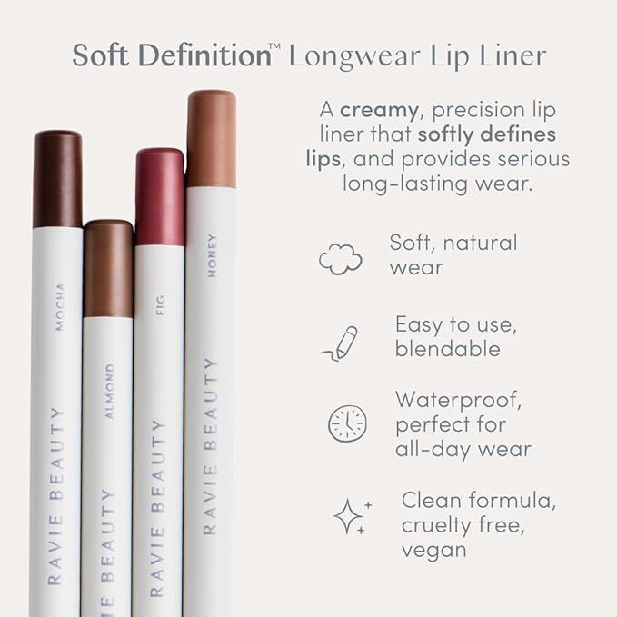 Ravie Beauty Soft Definition™ Longwear Lip Liner – Smudge-Resistant, Waterproof Precision Pencil for Effortless Shaping – Vegan & Cruelty-Free All-Day Wear Lip Definition (Honey)
