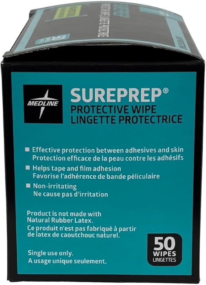 Medline SurePrep Skin Protective Barrier, Wipe - Premium Quality Medical Supplies for Skin Care and Protection Variation (50 Count (Pack of 6))