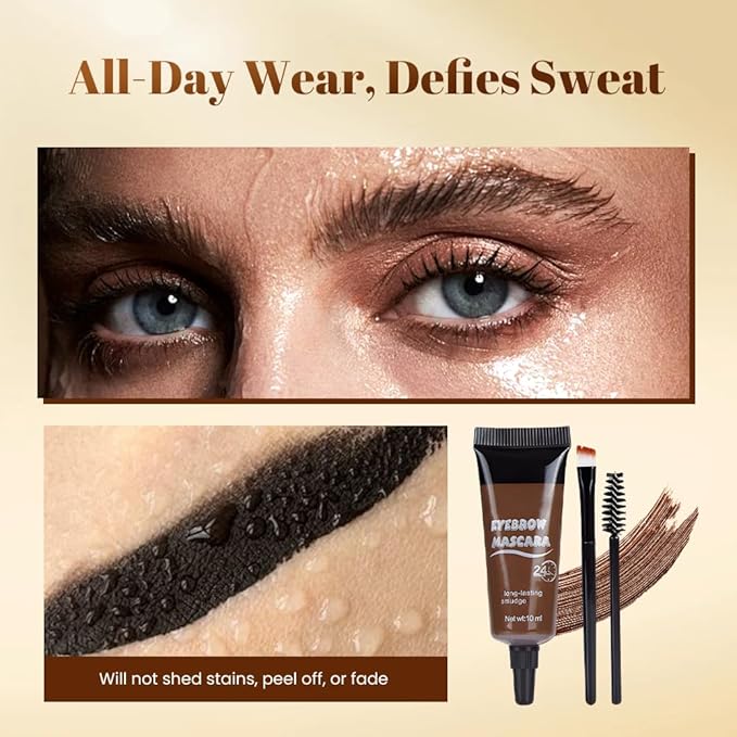 Three Dimensional Eyebrow Dye Cream,Long-lasting Waterproof Smudge-proof Liquid Eyebrow Gel,Thickening Brow Mascara Professional Brow Color Kit (#01)