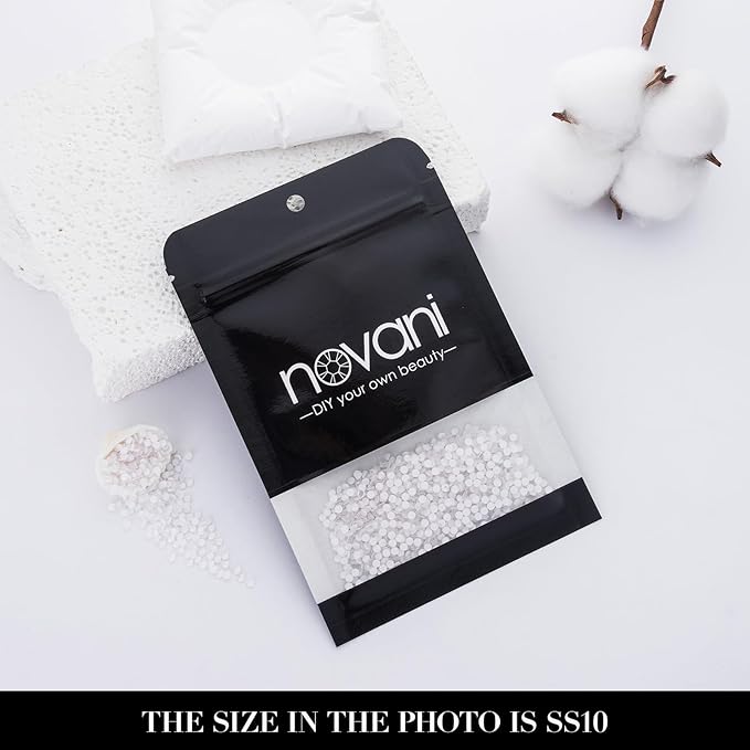 Novani 3000 Pieces Flatback Rhinestones Glass Round Gems Neon-White Crystals for Nail Art DIY Crafts Clothes Shoes,SS10,2.7-2.9mm