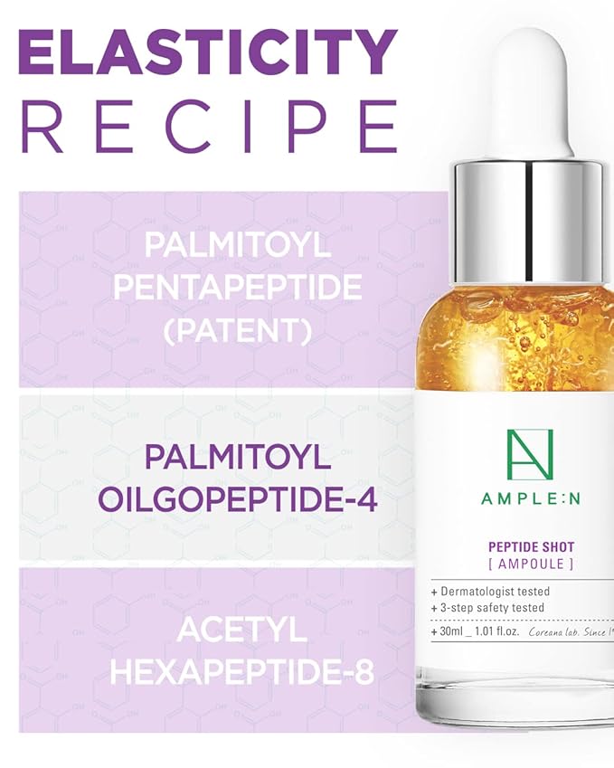 AMPLE:N Peptide Shot 2X Ampoule – Intensive Age Defying Concentrate Face Serum with Peptide Threads – Erasing Wrinkles and Improve Firmness – Lifting Sagging Skin – Plump, Repairs Skin, 1.01 fl.oz.