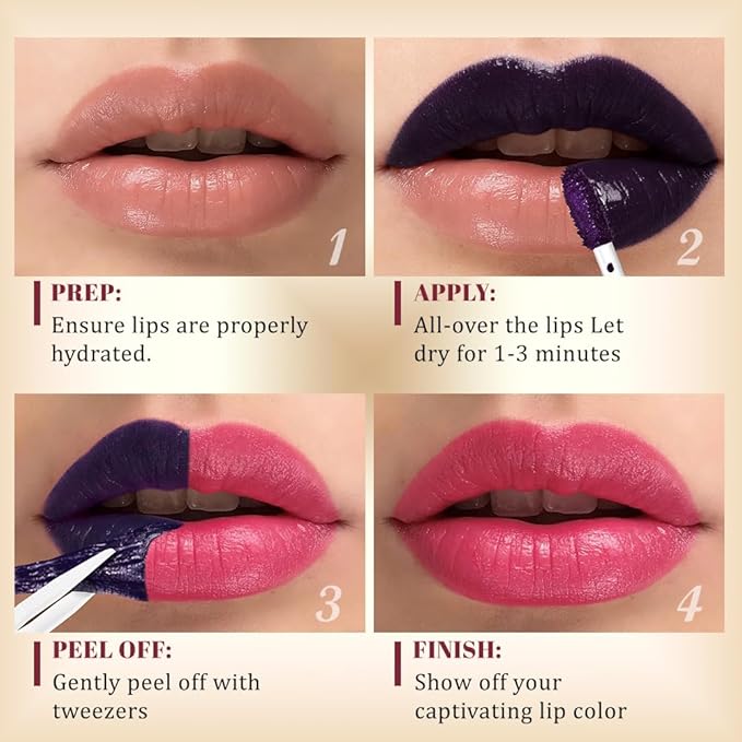 JUAAZIN Peel Off Lip Stain Tattoo with Tweezer - Cool Rose Matte Lip Tint, Long Lasting Waterproof Transfer-Proof Liquid Lip Stain, Cruelty-Free Lip Masque for All Skin Types, Valentine's Day Gift 11#
