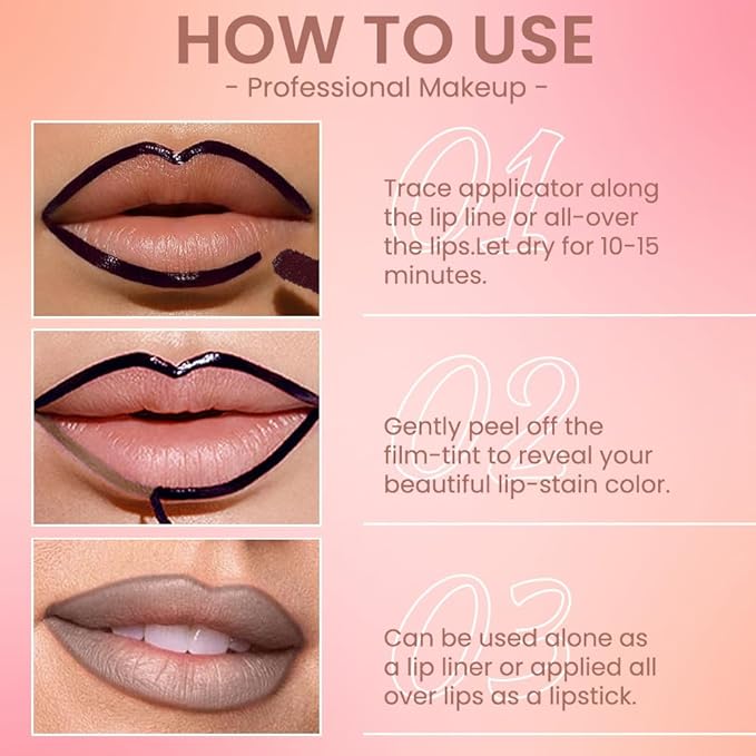 JUAAZIN Matte Liquid Lip Stain Peel Off Lip liner Tattoo, Light Taupe Matte Peel Off Lip Stain, Long Lasting Waterproof Lipstick Lip Gloss Stain, Transfer-proof for All Skin Types, 0.12 fl oz 04#