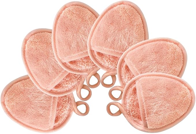 Reusable Makeup Remover Pads Soft Makeup Remover Cloths Washable Facial Makeup Cleansing Pads for Face,Lip,Eyes Orange 6PCS