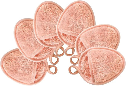 Reusable Makeup Remover Pads Soft Makeup Remover Cloths Washable Facial Makeup Cleansing Pads for Face,Lip,Eyes Orange 6PCS