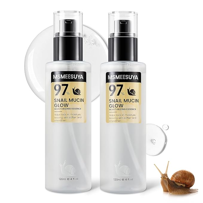 Snail Mucin 97% Hydrating Face Serum 120ml, Moisturizing Essence with Snail Secretion Filtrate for Soft, Smooth & Radiant-Looking Skin, Suitable for All Skin Types,2pack