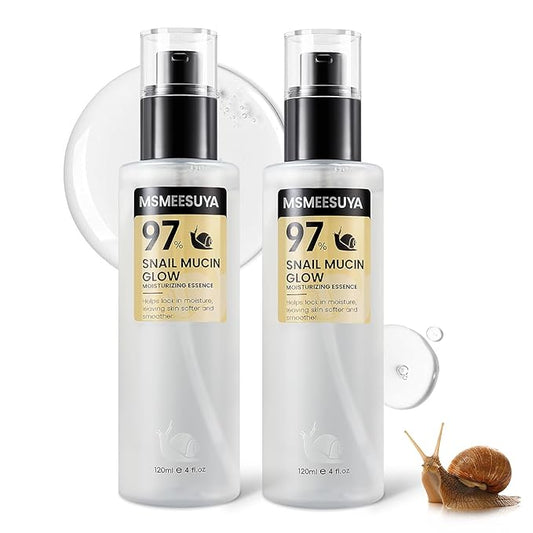 Snail Mucin 97% Hydrating Face Serum 120ml, Moisturizing Essence with Snail Secretion Filtrate for Soft, Smooth & Radiant-Looking Skin, Suitable for All Skin Types,2pack