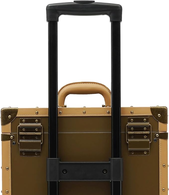 Rolling Lockable Makeup Train Case, Beauty Salon Luggage Hairdressing Trolley Stylist Beauty Salon Cosmetic Luggage Travel Organizer Tool Box for Professional Hairdressers(Golden)