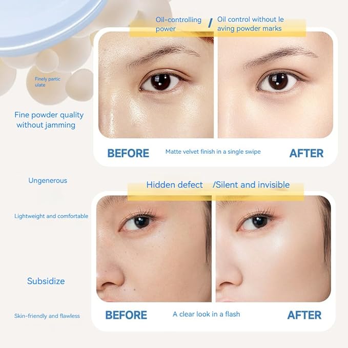 Sunscreen Compact Powder, Setting, Touch-up, Base Makeup, Sun Protection 4-in-1, SPF35 PA+++ with zinc oxide talc free Oil Control, Matte Finish, Longlasting Makeup Anti-dullness (White, Normal)