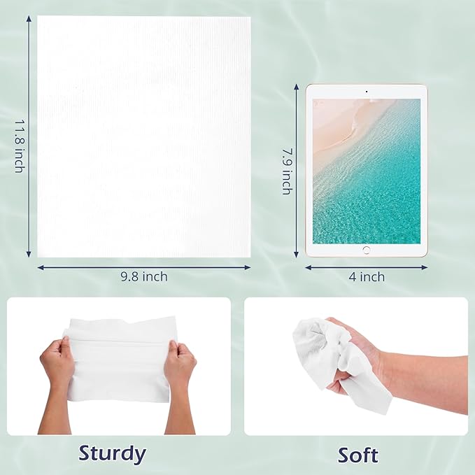 PureSoftness Disposable Face Towel, Clean Towel, Extra Large 12" x 10", Soft Dry Wipe Face Wash, Makeup Remover, Biodegradable Towelette for Sensitive Skin 160 Count (2 Pack)