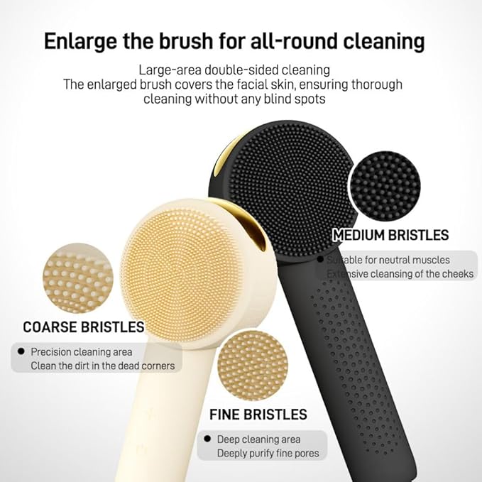 Sonic Facial Cleansing Brush- 5 Speed Rechargeable Silicone Face Brush for Deep Pore Cleansing, Waterproof & Travel Friendly Skincare Tool