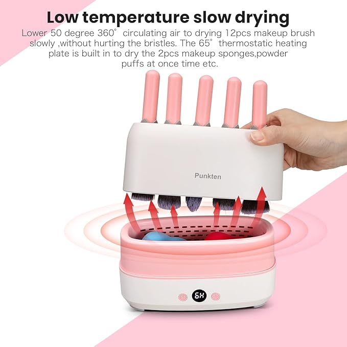 Makeup Brush And Sponges Dryer Machine, Drying 12pcs Makeup Brushes,2pcs Sponges Or Powder Puff AT The Same Time,Baked Slowly At Constant Temperature Without Hurting The Bristles,USB Charge(Type-C)