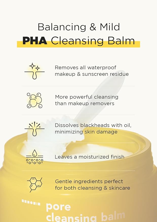 Hanskin PHA Pore Cleansing Balm – Korean Melting Balm Cleanser for Blackheads | Gentle Makeup Remover for Sensitive Skin | Solid-to-Oil Cleanser with PHA & Nourishing Oils | K-Beauty | 2.82 oz
