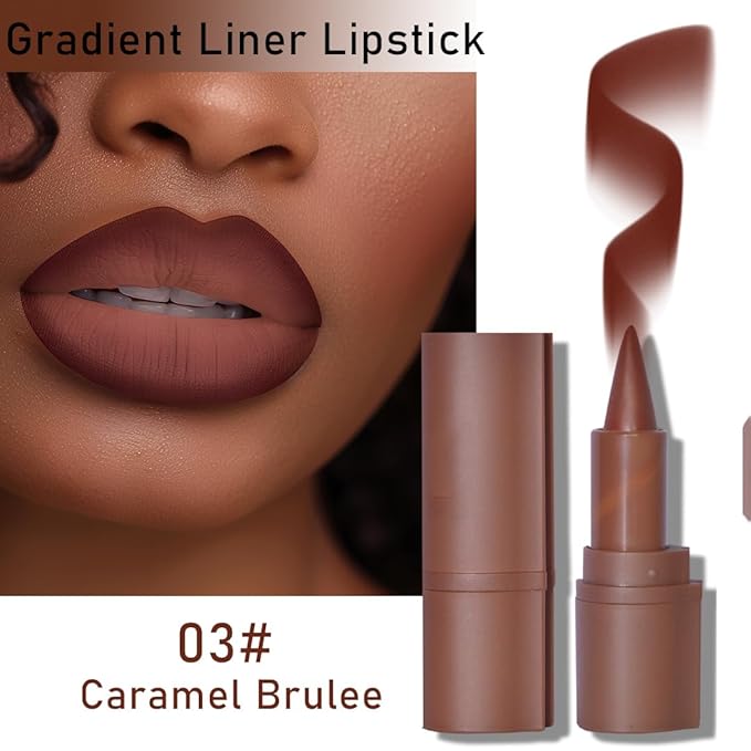 BAISEN DIARY 6PCS 2-in-1 Gradient Lip Liner and Lipstick Lip Combo Set - Achieve Flawless Contour and Gradual Ombre Effect with Easy-to-Use Crayon Form and Cone Tip, Dark Brown Black Lip Liner Set