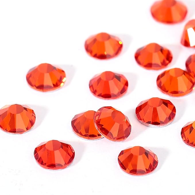 Novani Crystal Rhinestones, Flatback Loose Gemstones 1440pcs Glass Rhinestones for Clothes Shoes Crafts Makeup Nail Art and DIY Decorations(SS6, Orange)