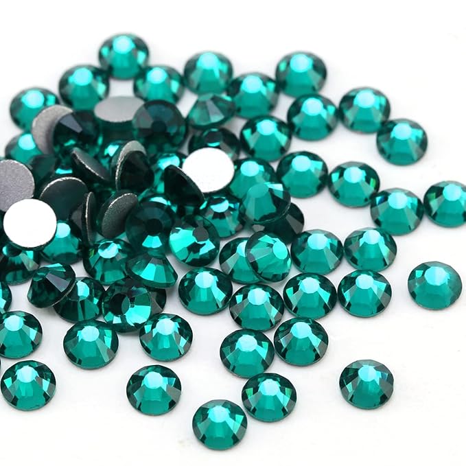Novani Rhinestones 1440pcs SS20 Glass Rhinestones Crystal Flatback Gemstones for Crafts Nails Makeup Bags and Shoes Decoration（SS20, Green Zircon）