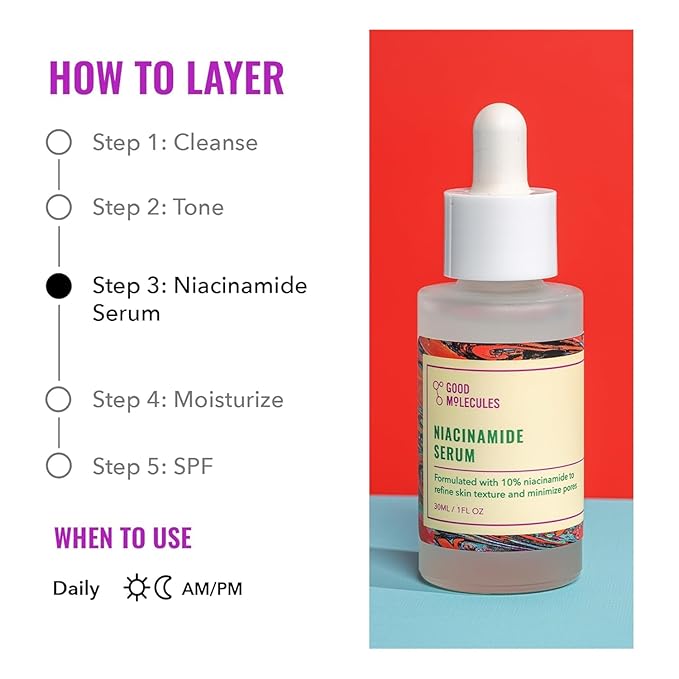 Good Molecules Niacinamide Serum Pack 2 – 30 ml Each (Total 60 ml) | 10% Niacinamide Serum to Target Acne, Uneven Skin Tone & Enlarged Pores