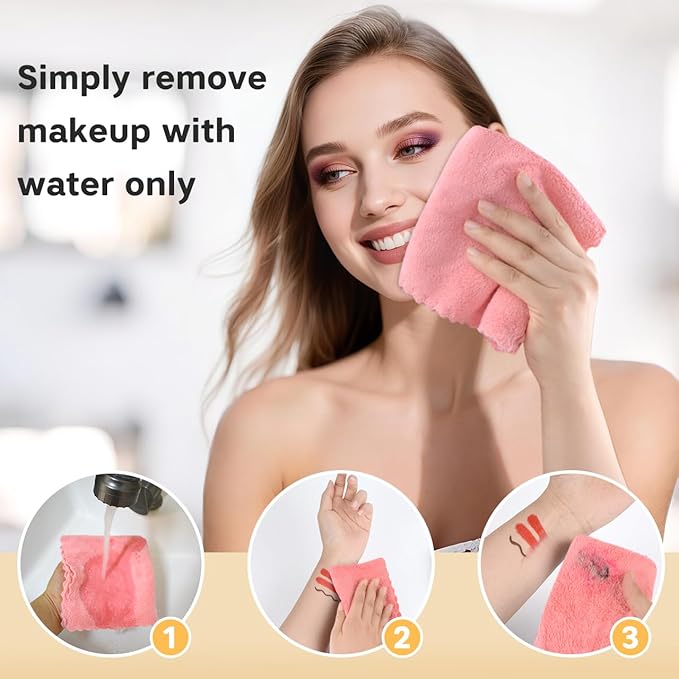 Microfiber Face Cloth Reusable Makeup Remover Facial Cleansing Towel Ultra Soft Face Washcloth 12inchx12inch